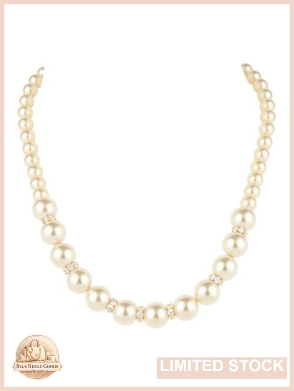 Faux Pearl Statement Necklace Rhinestone Gold Tone Clasp Bridal Formal